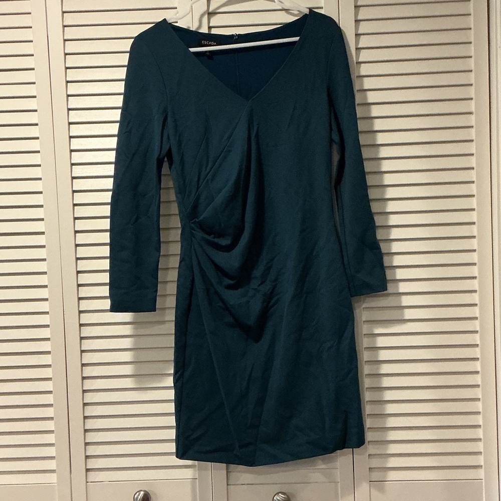 Escada Teal Long Sleeve Dress